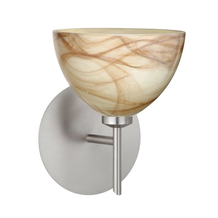 Besa Lighting Brella Mini Sconce, Mocha, Satin Nickel Finish, 1x5W LED 1SW-467983-LED-SN